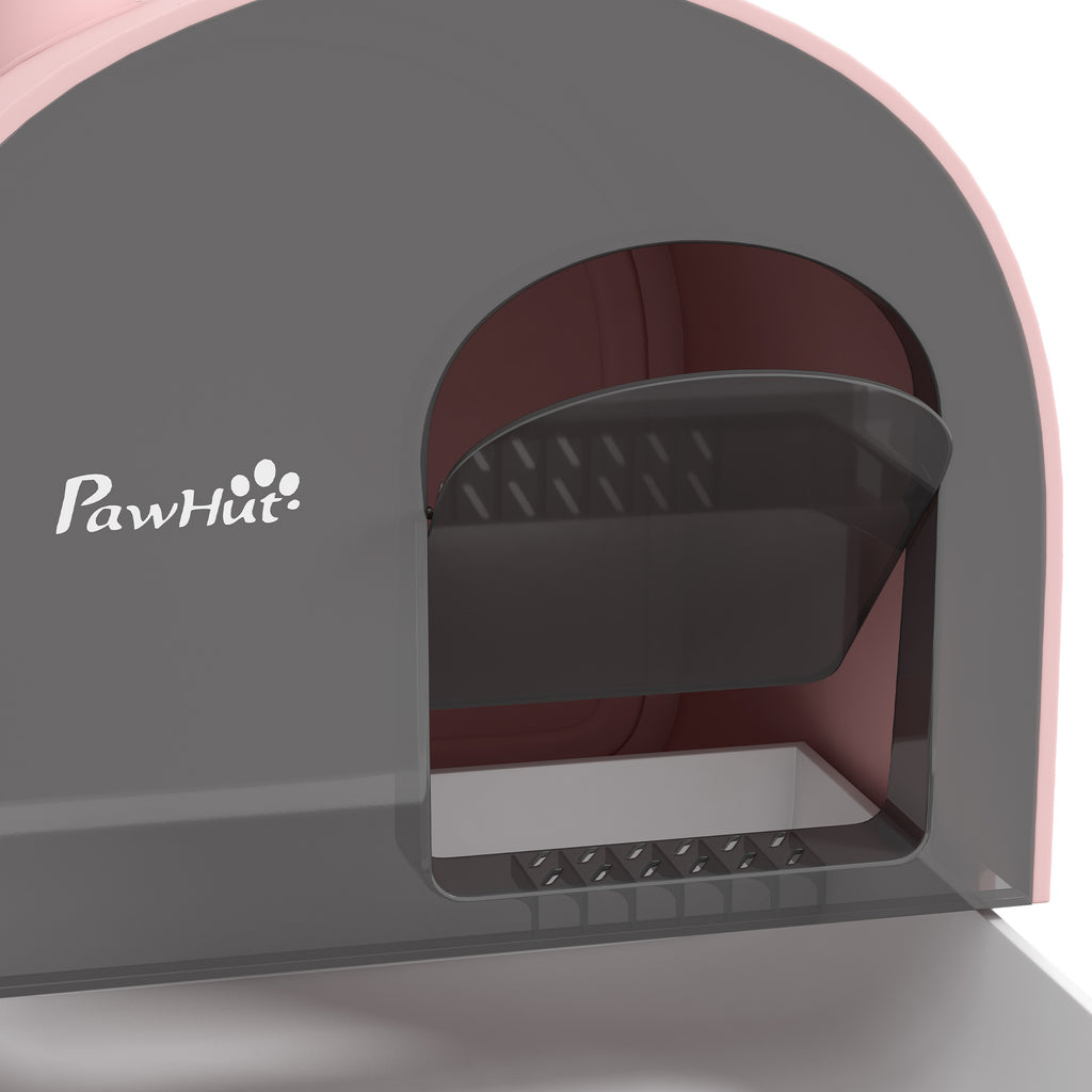 Cat Litter Box with Lid with Scoop and Filter, Pink