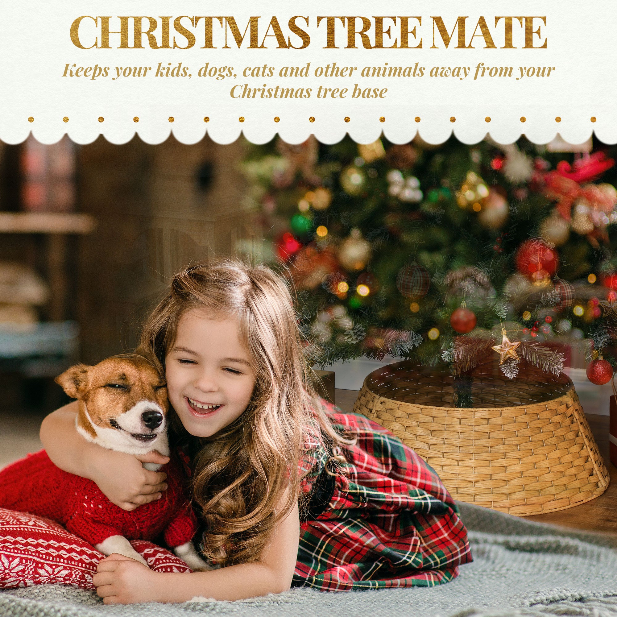 27 inch Rustic Christmas Tree Skirt, Plastic Woven Christmas Tree Collar for Party, Holiday, Home Decoration, Natural
