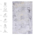 6x9 Non-Slip Machine Washable Area Rug with Low-Pile, Non-Shedding Kid and Pet Friendly Carpet, 72" L x 108" W x 0.15" H, Gray