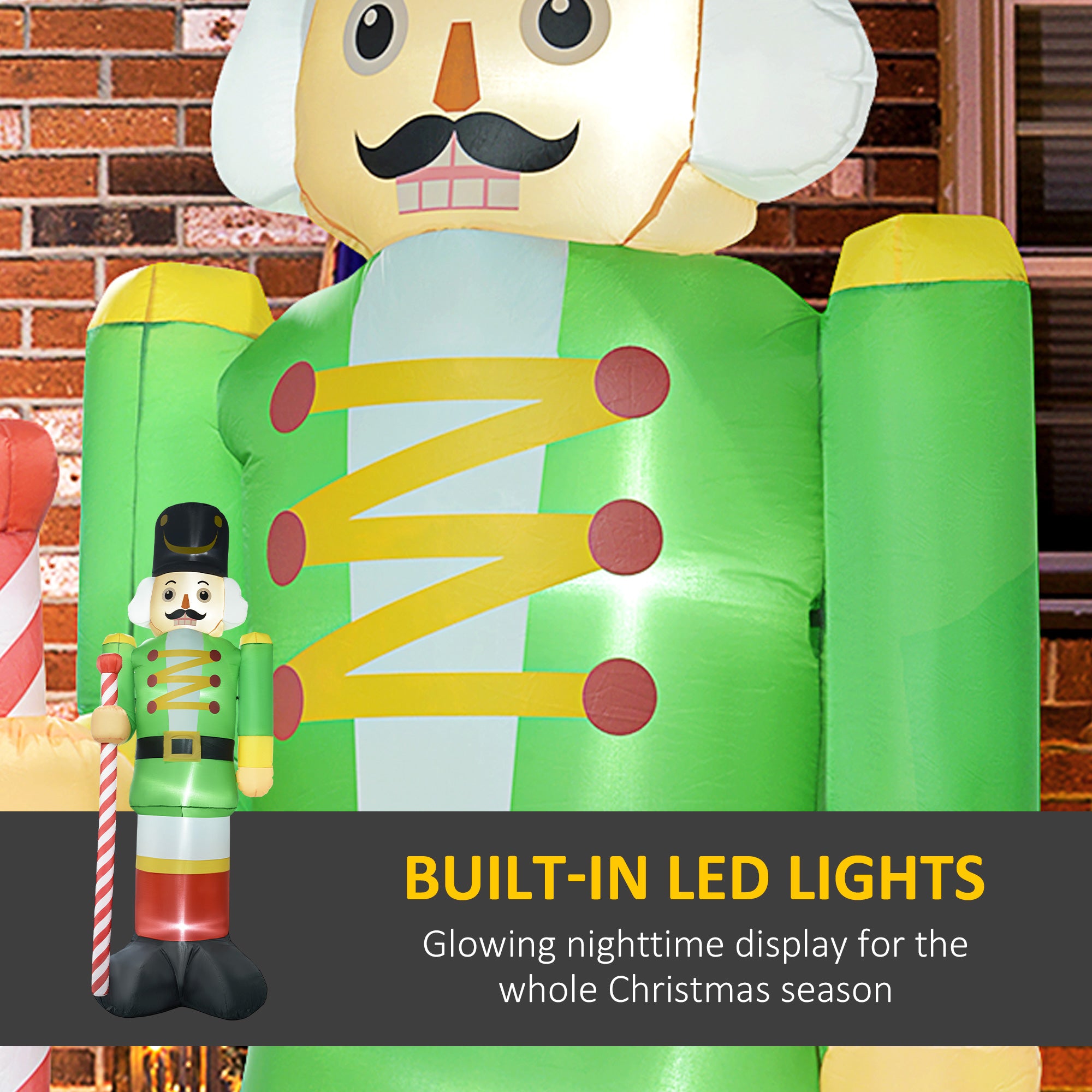 11.8' Inflatable Green Walnut Soldier w/ White LED Lights, Blow-Up Outdoor Display for Party