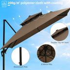 10ft Offset Patio Umbrella with Base, Hanging Aluminum Cantilever Umbrella with 360-degree Rotation, Coffee