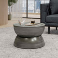 Modern Stunning Hourglass Coffee Table with Iron Frame, No Assembly Required, 24.5" L x 24.5" W x 15.25" H, Antique Silver