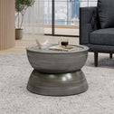 Modern Stunning Hourglass Coffee Table with Iron Frame, No Assembly Required, 24.5" L x 24.5" W x 15.25" H, Antique Silver