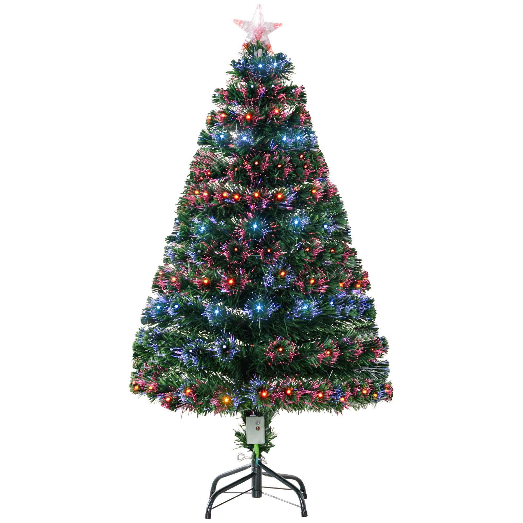 4ft Fiber Optic Artificial Fir Christmas Tree, LED Pre-Lit Holiday Decoration with 130 Lights and Branch Tips