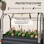 Raised Garden Bed with Legs and Cover, Metal Elevated Planter Box with Bottom Shelf and Liner for Vegetables, Dark Gray