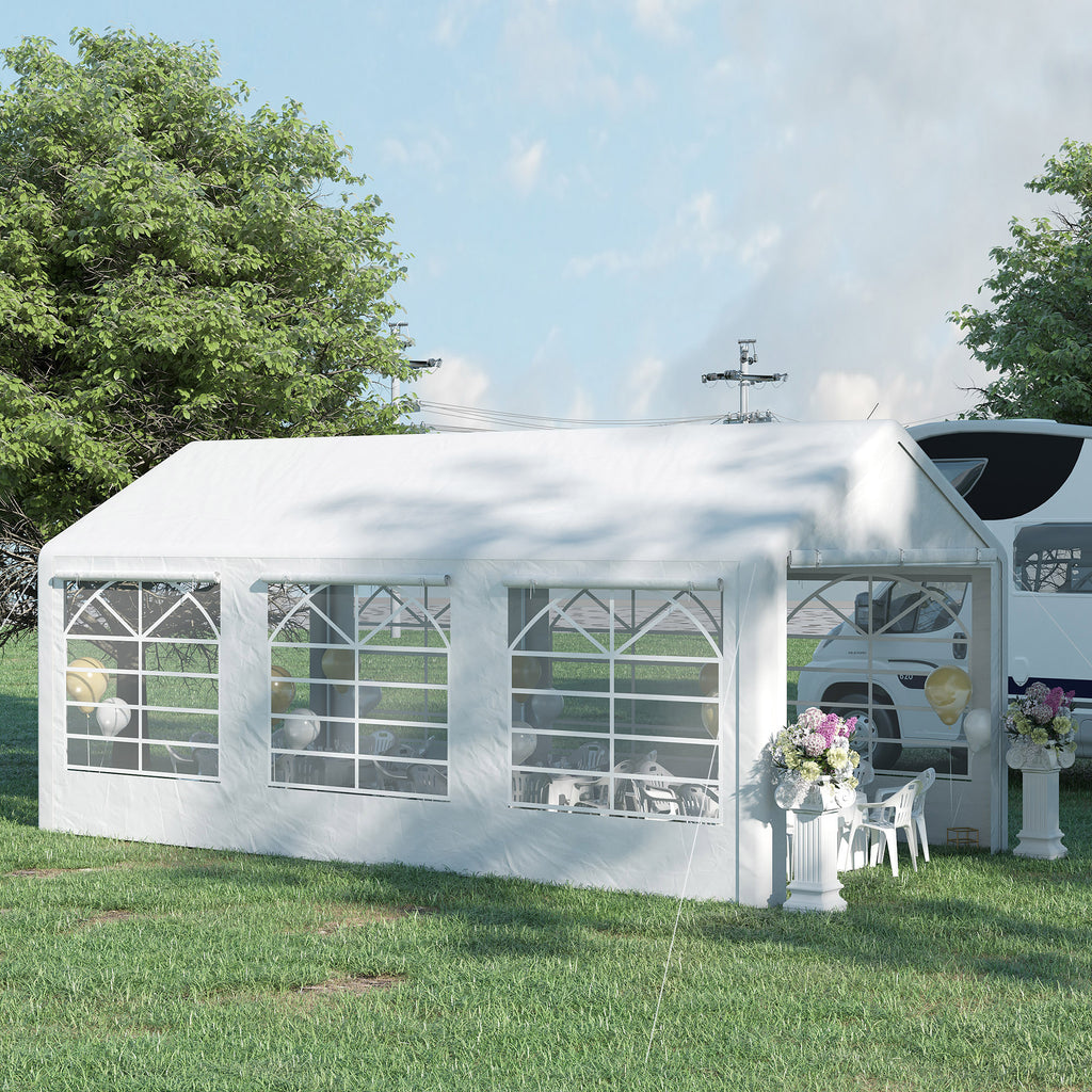 10' x 20' Heavy Duty Party Tent & Carport with Removable Sidewalls and Double Doors, Large Canopy Tent, Sun Shade Shelter, for Parties, Wedding, Outdoor Events, BBQ, White