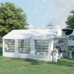 10' x 20' Heavy Duty Party Tent & Carport with Removable Sidewalls and Double Doors, Large Canopy Tent, Sun Shade Shelter, for Parties, Wedding, Outdoor Events, BBQ, White