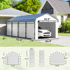 Carport Replacement Sidewall Panel for 10' x 15' Carports, UPF50+ Waterproof Replacement Side Wall Cover, White