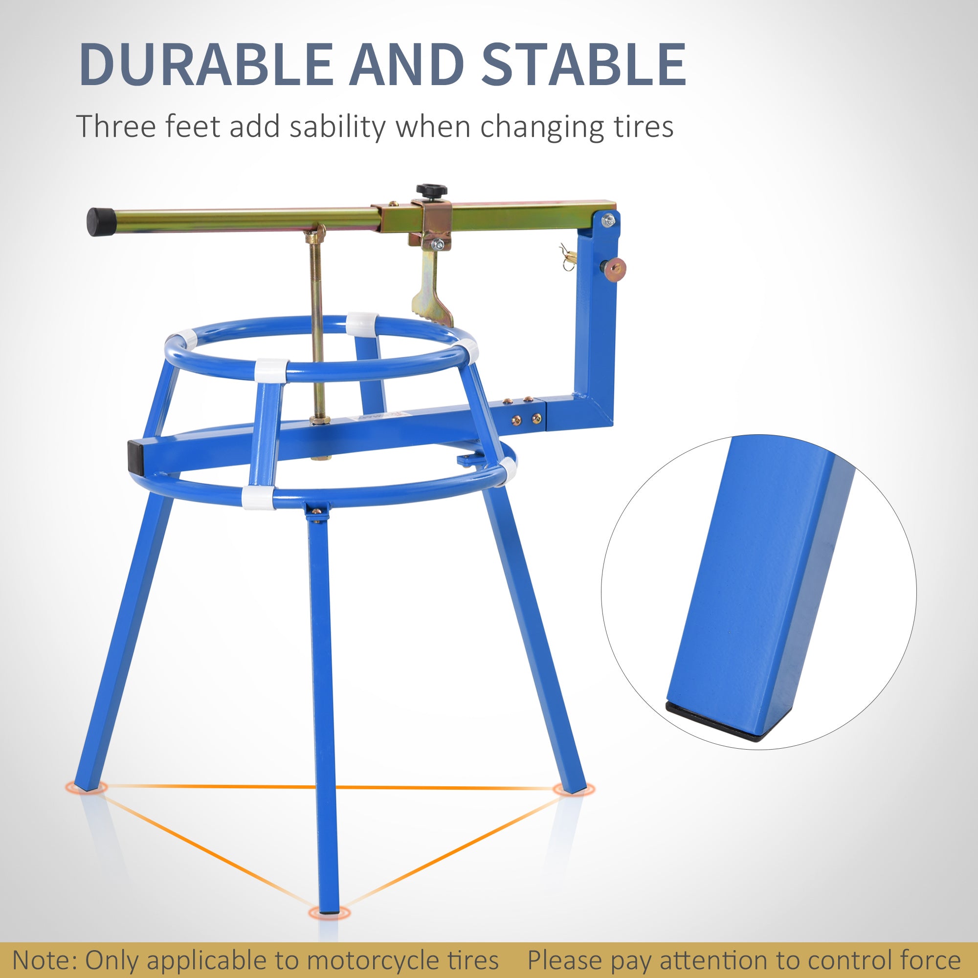 Motorcycle Tire Changing Stand Durable Steel Machine with Adjustable Bead Popper and Leverage Handle for 16" - 24" Multi Size