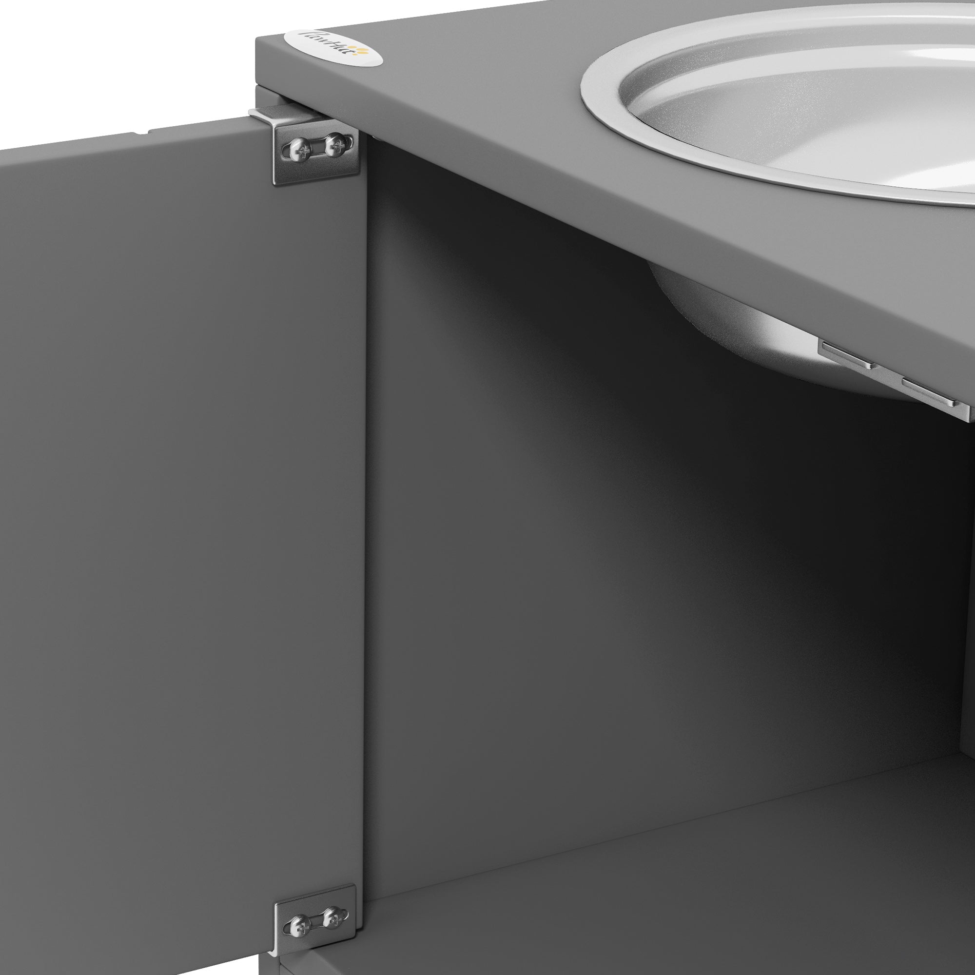 Elevated Dog Bowls with Storage Cabinet Containing Large 44L Capacity, Gray