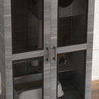 Cat Tree House with Scratching Post and Wheels, Gray