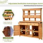 Tall Potting Bench with 3 Shelves, 6 Drawers, Hutch and Cabinet, Wood Garden Workstation for Patio, 50'' L x 20.5'' W x 65.5'' H, Natural
