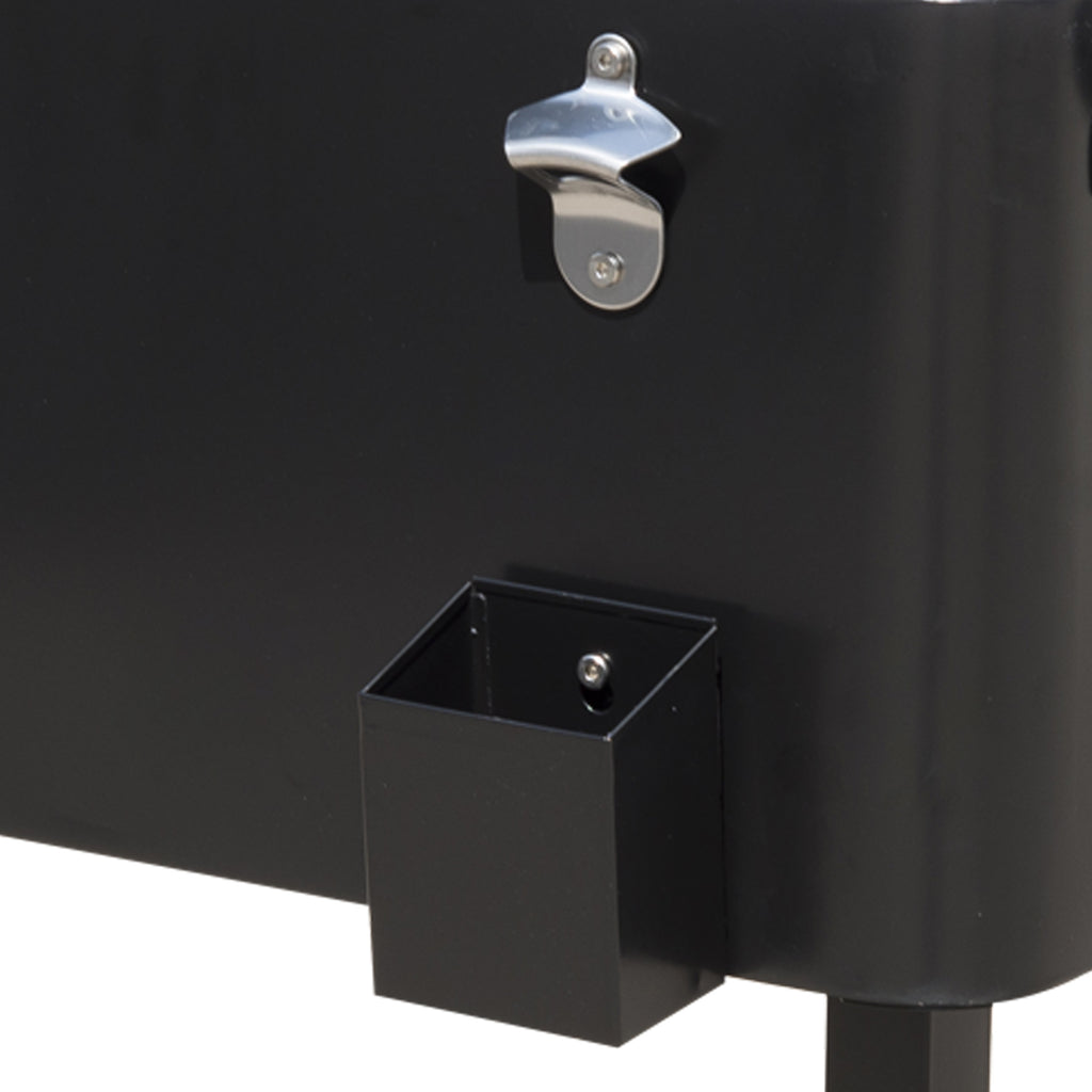 80 QT Rolling Cooling Bins Ice Chest on Wheels Outdoor Stand Up Drink Cooler Cart for Party, Black