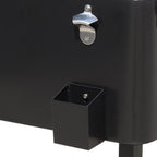 80 QT Rolling Cooling Bins Ice Chest on Wheels Outdoor Stand Up Drink Cooler Cart for Party, Black