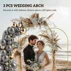Metal Arch Backdrop Stand Set of 3, 7/6.5/6 ft Wedding Arch Frame, Balloon Backdrop Arch Stand Set for Birthday Party, Bridal Shower, Graduation, Ceremony, Banquet Decorations, Gold