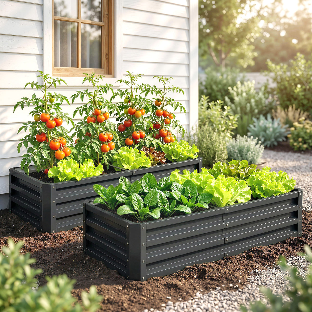 Galvanized Raised Garden Bed, 4' x 2' x 1' Metal Planter Box, for Growing Vegetables, Flowers, Herbs, Succulents, Gray