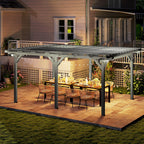12' x 16' Outdoor Pergola, Wood Gazebo Grape Trellis with Stable Structure for Climbing Plant Support, Gray