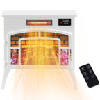 Electric Fireplace Stove, Infrared Fireplace Heater with Realistic Flame & Adjustable Temperature, 1500W, White