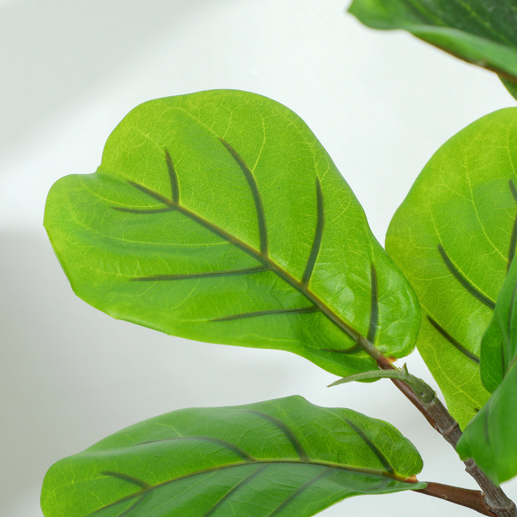 Artificial Fiddle Leaf Fig Tree, 43" Potted Plant with Flocked Soil for Home Office Decor, Green
