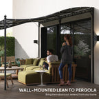 10' x 20' Wall-Mounted Outdoor Pergola Canopy, Metal Patio Canopy with Drainage Holes for Backyard Garden, Dark Gray