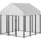 Outdoor Dog Kennel with Roof, 6' x 6' x 6' Heavy Duty Welded Wire Dog Playpen Enclosure with Escape-proof Lock
