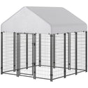 Outdoor Dog Kennel with Roof, 6' x 6' x 6' Heavy Duty Welded Wire Dog Playpen Enclosure with Escape-proof Lock