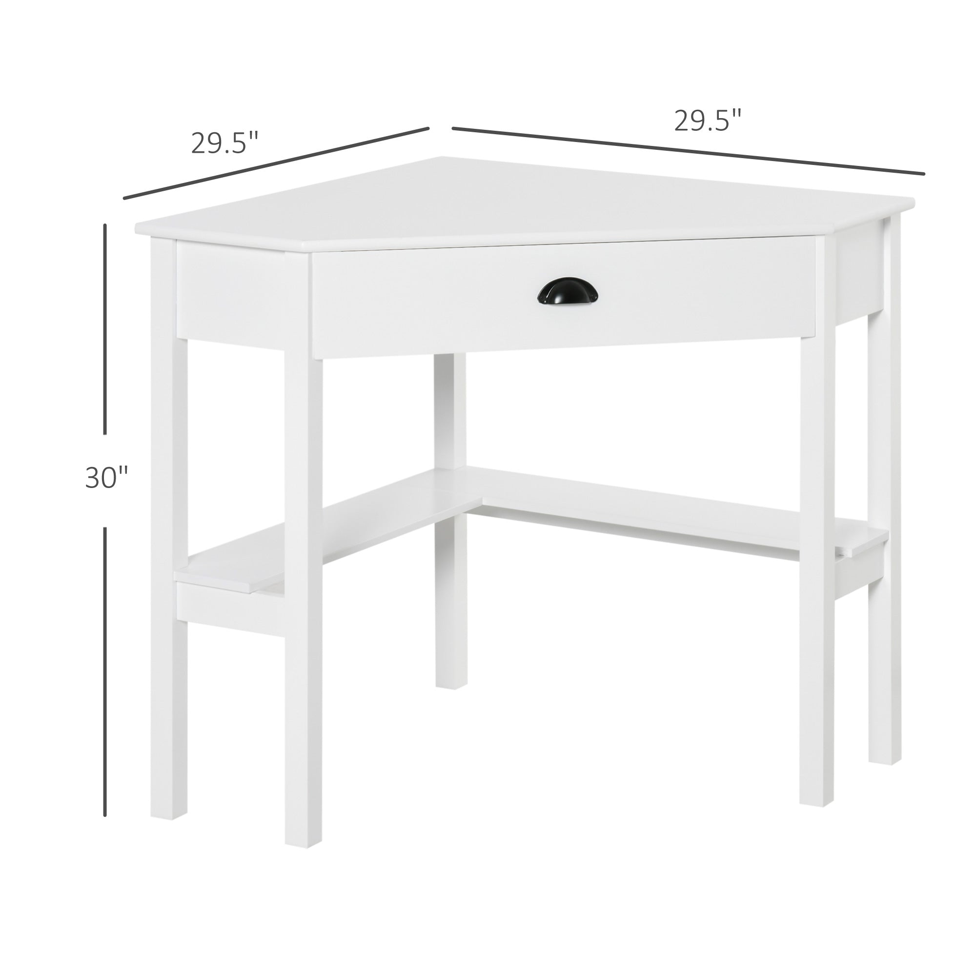 Corner Desk, Triangle Computer Desk with Drawer and Storage Shelves for Small Spaces, Home Office Workstation for Living Room, or Bedroom, White