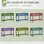 Wooden Raised Garden Bed, Elevated Planter Box Stand with 8 Slots and Open Shelf, Dark Brown