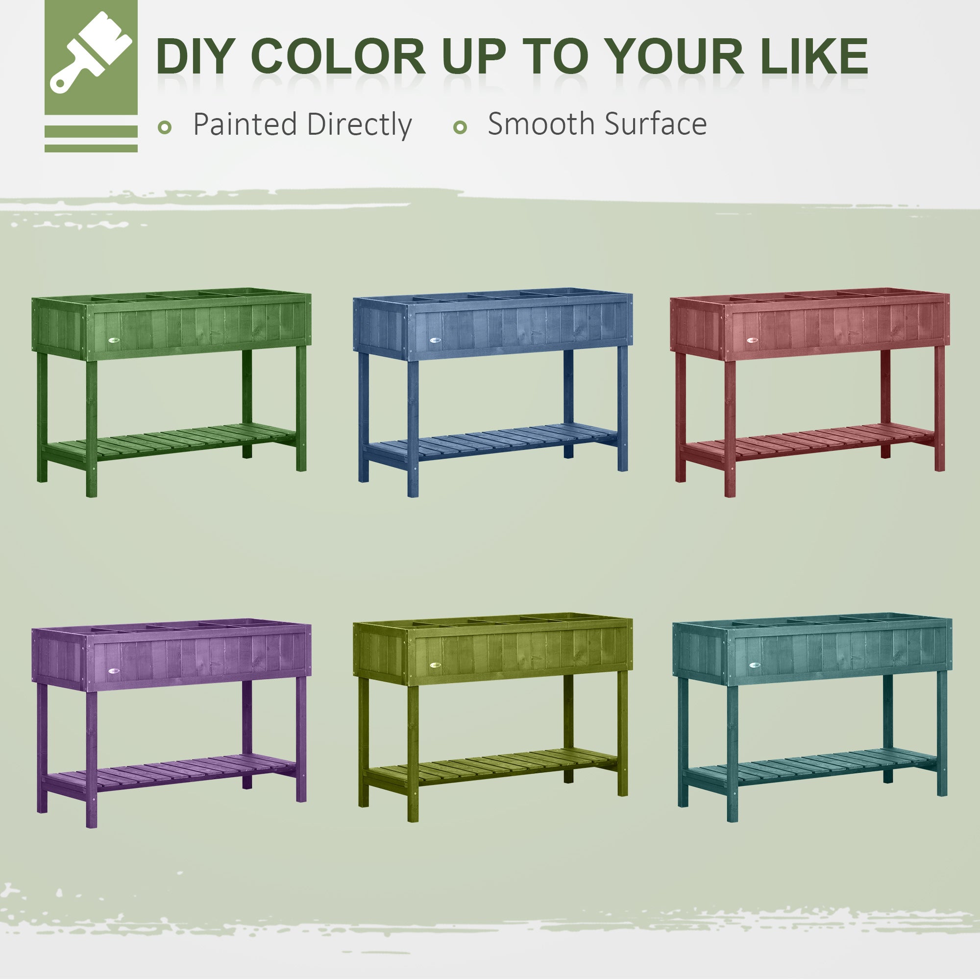 Wooden Raised Garden Bed, Elevated Planter Box Stand with 8 Slots and Open Shelf, Dark Brown