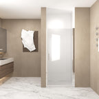 Pivot Shower Door with Explosion-Proof Film and Tempered Glass, Bathroom Door with Stainless Steel Handle, 34" L x 0.5" W x 72" H, Chrome