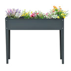 Metal Raised Garden Bed, Elevated Planter Box with Legs and Drain Holes, 39" x 12" x 32", Dark Gray
