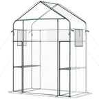 Outdoor Walk-in Mini Greenhouse with Mesh Door & Windows, Small Portable Garden Green House with 3 Tiers 6 Shelves, Trellis, & Plant Labels