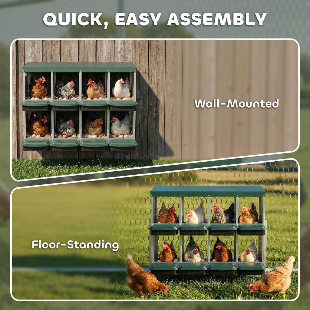 Chicken Nesting Boxes, 8 Compartment Metal Nesting Boxes for Chickens, Two-Tier Egg Laying Boxes with Vented Holes