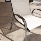 Set of 4 Outdoor Dining Chairs, Stackable Patio Chairs with High Back, Breathable Mesh Seat for Garden Lawn, Beige