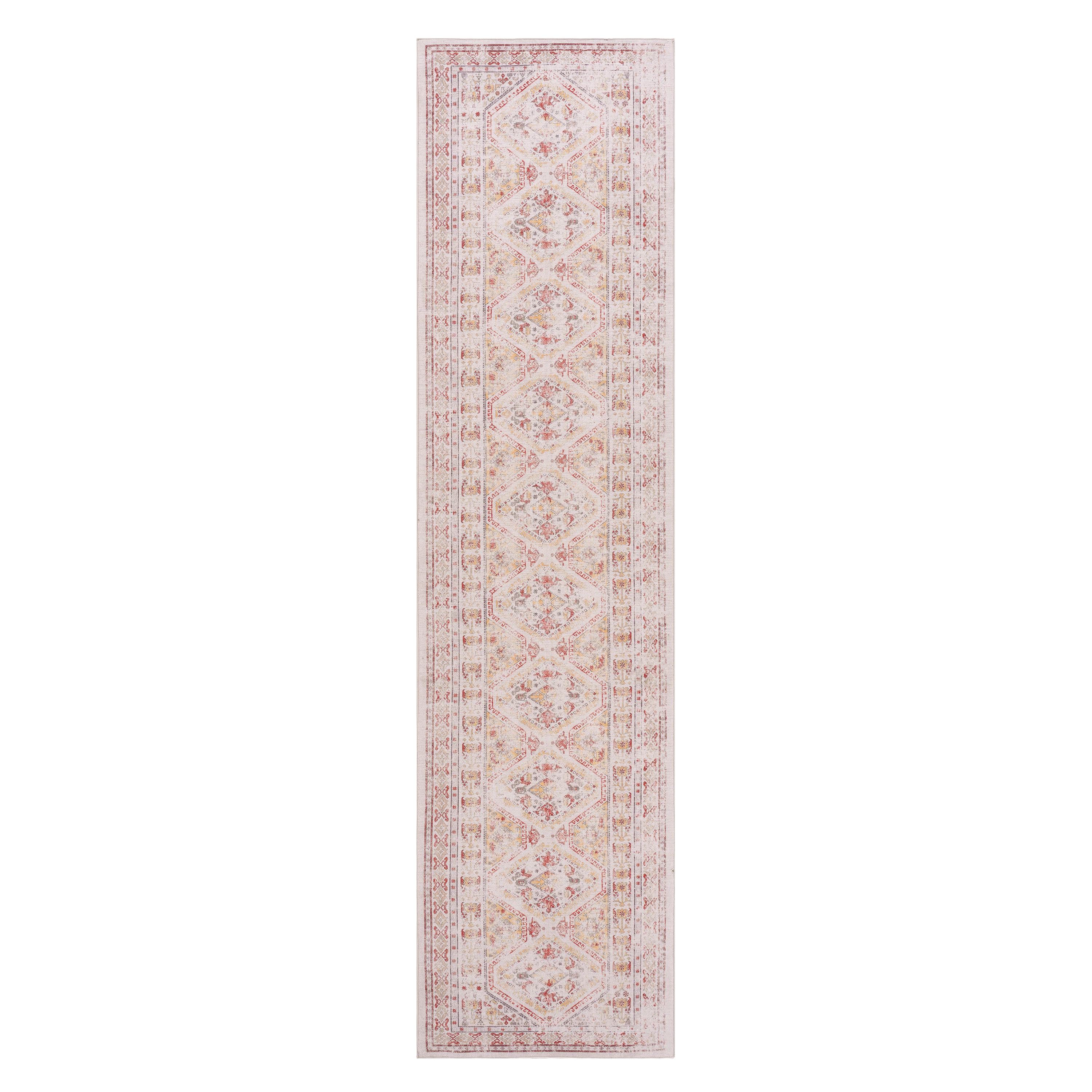 2x10 Non-Slip Machine Washable Area Rug with Low-Pile, Non-Shedding Kid and Pet Friendly Carpet, 30" L x 120" W x 0.15" H, Beige