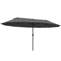 Extra Large 15 ft Patio Umbrella, Double-Sided Wide Outdoor Umbrella with Crank Handle and Air Vents for Backyard, Deck, Pool, Market, Gray