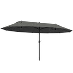 Extra Large 15 ft Patio Umbrella, Double-Sided Wide Outdoor Umbrella with Crank Handle and Air Vents for Backyard, Deck, Pool, Market, Gray