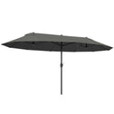Extra Large 15 ft Patio Umbrella, Double-Sided Wide Outdoor Umbrella with Crank Handle and Air Vents for Backyard, Deck, Pool, Market, Gray