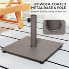 Square Patio Umbrella Base, 29 lbs Metal Umbrella Stand Base with Adjustable Foot Pads, Heavy Duty Patio Umbrella Holder for 1.5"/1.9" Umbrella Poles for Outdoor, Lawn, Poolside, Brown