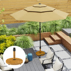 Patio Umbrella Base Holder, Outdoor Umbrella Base with Adjustable Pads, Heavy Duty Patio Umbrella Stand Base for Garden, Poolside, Nature Wood