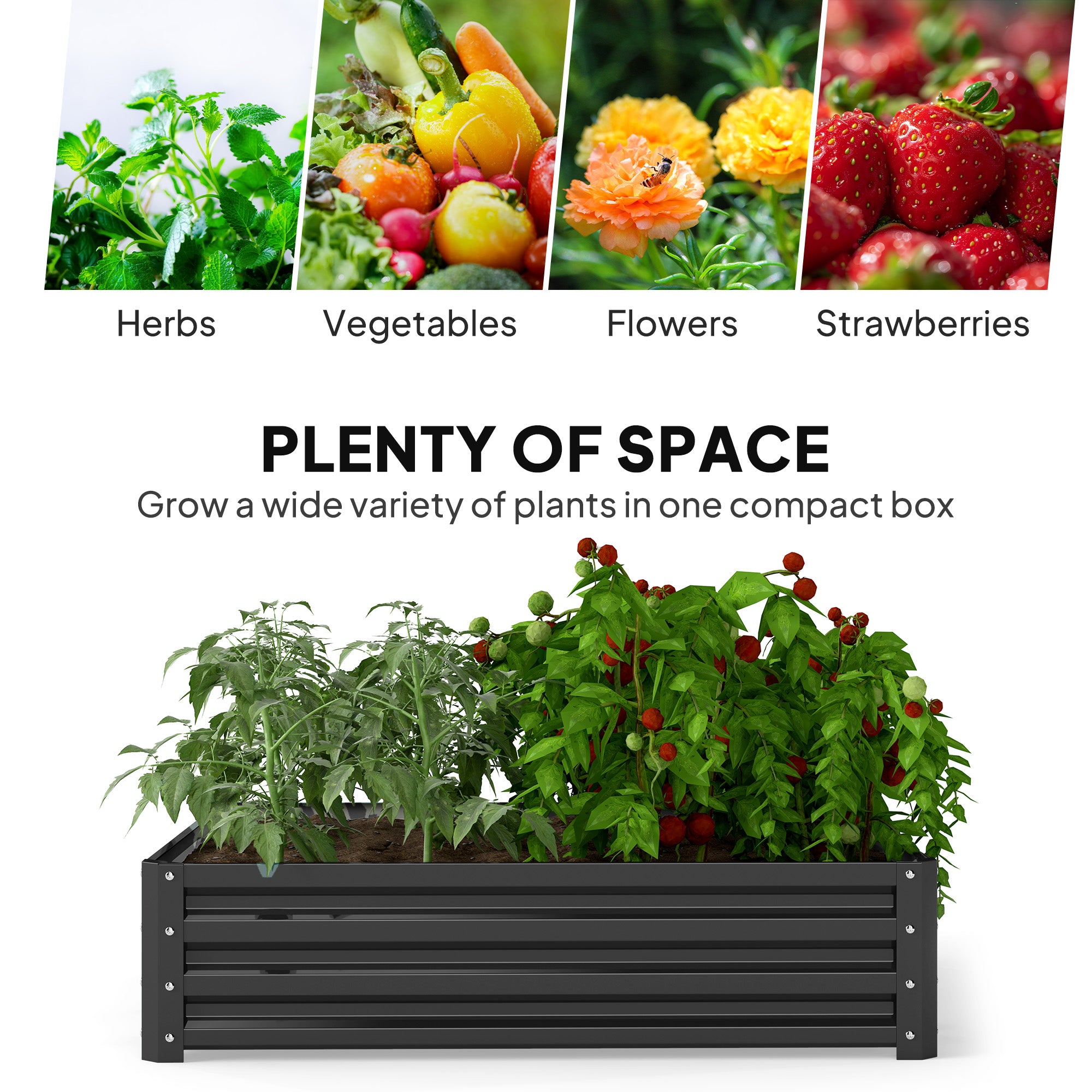 Galvanized Raised Garden Bed, 4' x 4' x 1' Metal Planter Box, for Growing Vegetables, Flowers, Herbs, Succulents, Gray