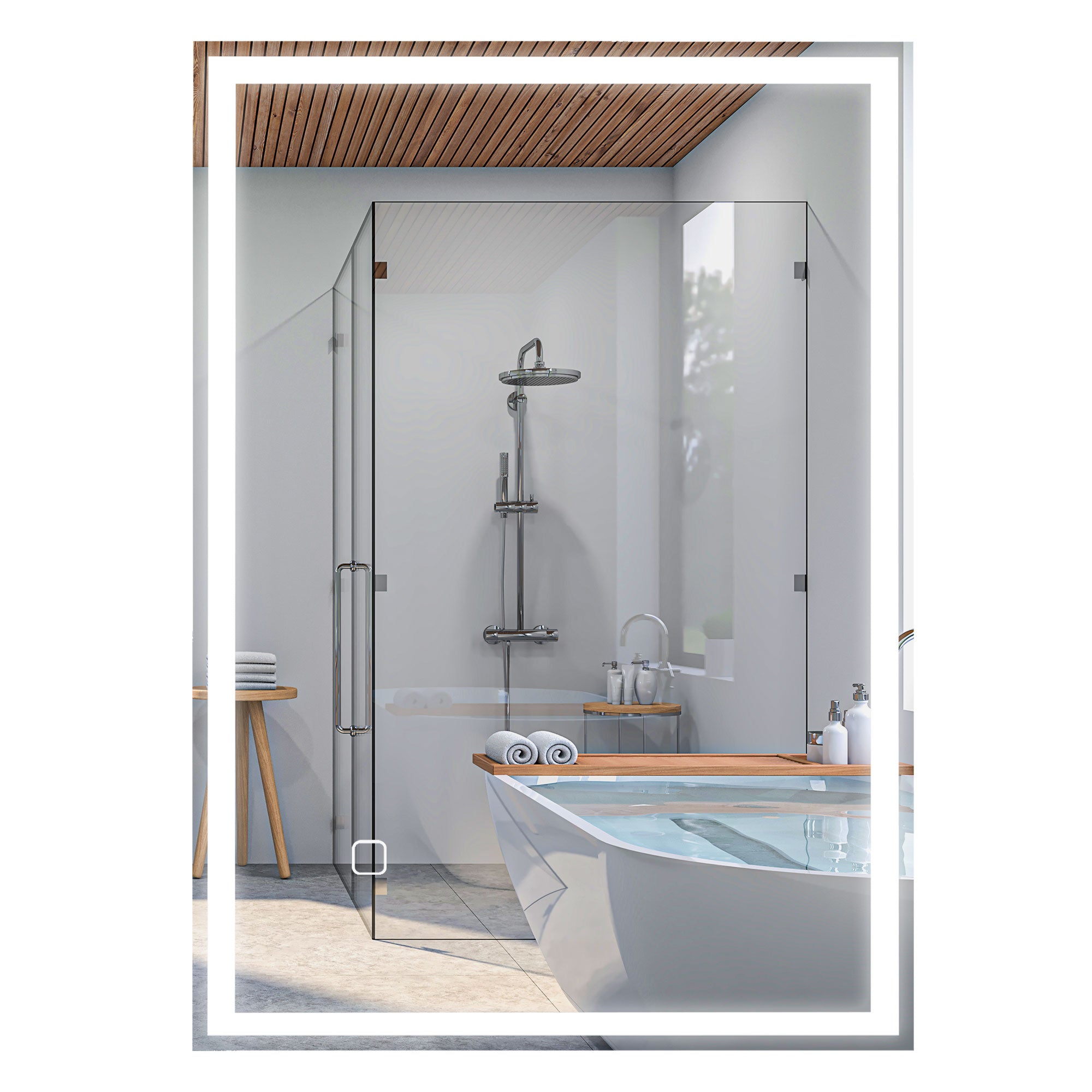32" x 24" Bathroom Mirror with LED Lights, Dimmable Makeup Mirror, Vanity Mirror with 3 Colors, Smart Touch