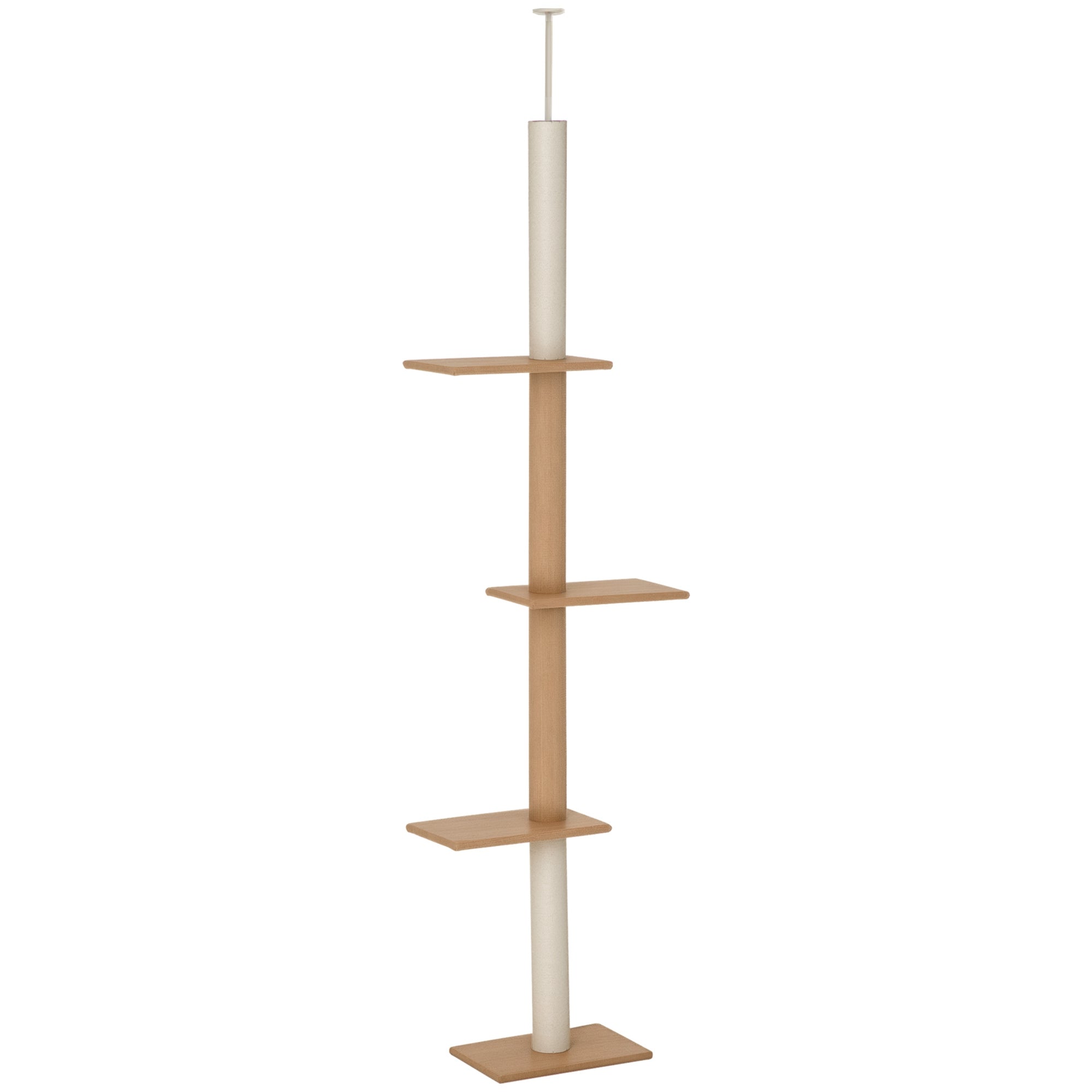 Floor-to-Ceiling Cat Tree Climbing Tower with Sisal-Covered Scratching Posts Natural Cat Tree Activity Center for Kittens Tower Furniture, Light brown