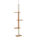 Floor-to-Ceiling Cat Tree Climbing Tower with Sisal-Covered Scratching Posts Natural Cat Tree Activity Center for Kittens Tower Furniture, Light brown