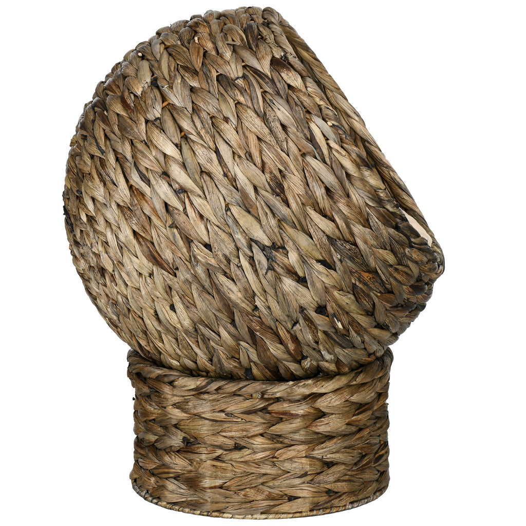 Handwoven Elevated Cat Bed with Soft Cushion & Egg Chair Shape, Basket Bed Kitty House with Stand, Raised Wicker House for Indoor Cats, 20" H, Gray