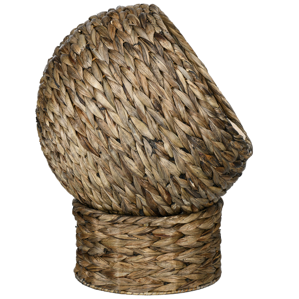 Handwoven Elevated Cat Bed with Soft Cushion & Egg Chair Shape, Basket Bed Kitty House with Stand, Raised Wicker House for Indoor Cats, 20" H, Gray