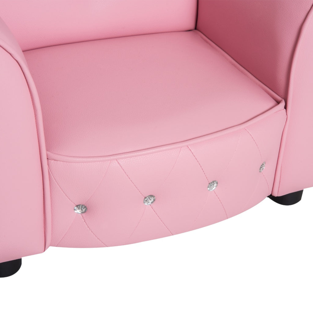 Kids Sofa Toddler Tufted Upholstered Sofa Chair Princess Couch Furniture with Diamond Decoration for Preschool Child, Pink