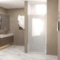 36” Pivot Shower Door with Explosion-Proof Film and Tempered Glass, Bathroom Door with Stainless Steel Handle, 36" L x 0.5" W x 72" H, Chrome
