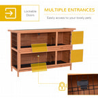 54" 2-Story Large Rabbit Hutch Bunny Cage Wooden Pet House Small Animal Habitat Lockable Doors, Tray, Roof, Orange