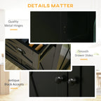 72" Kitchen Pantry Storage Cabinet, Traditional Freestanding Pantry Cabinet with 4 Doors and 2 Adjustable Shelves, Large Central Drawer, X-Frame, Black